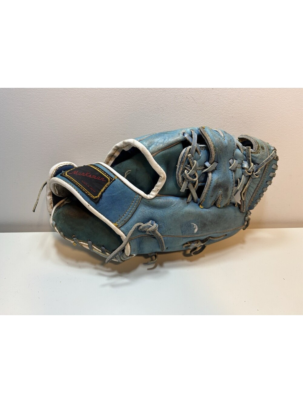 Vintage Marksman Baseball Glove Japan Blue Leather RARE